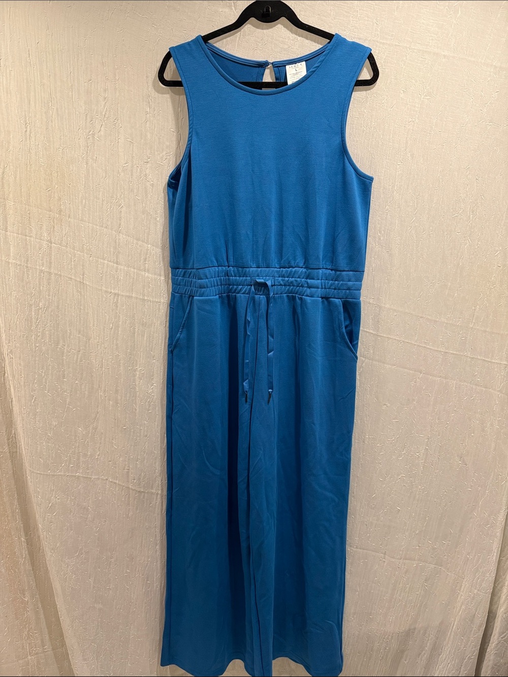Serra Sleeveless Royal Blue Drawstring Waist Maxi Dress